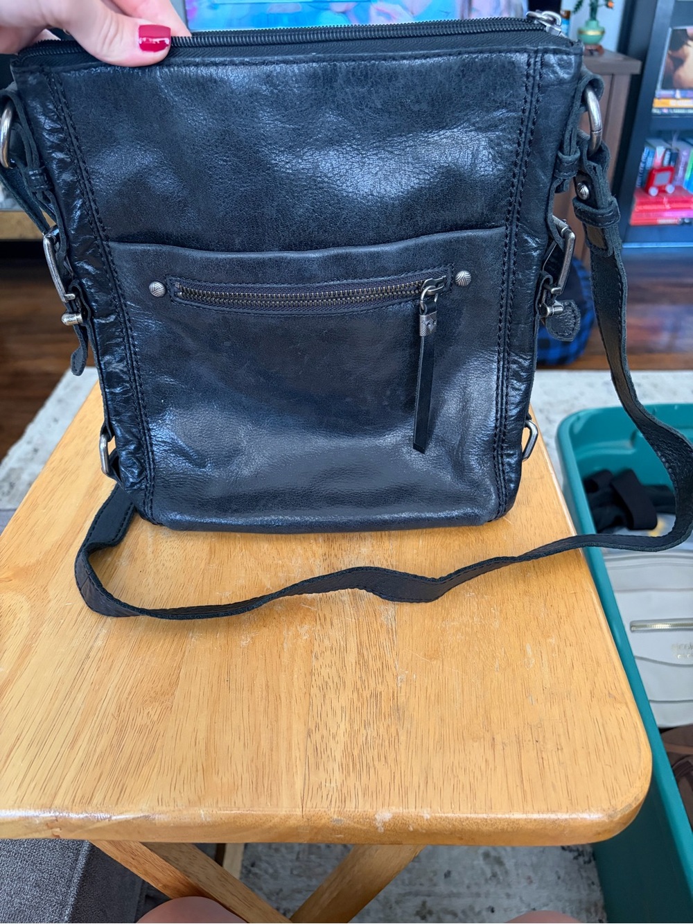 Black leather Crossbody Shoulder Bag